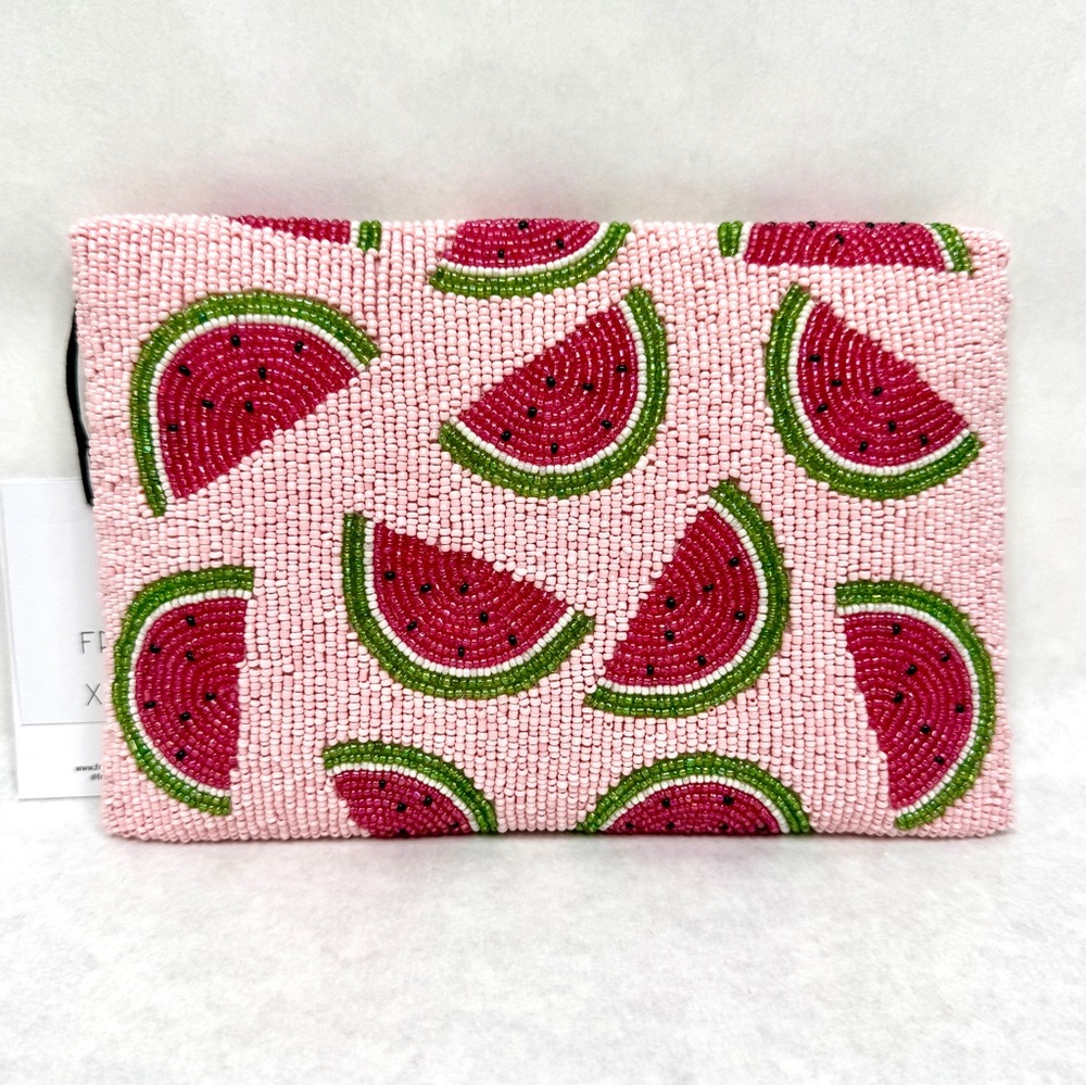 FROM ST XAVIER Juicy Watermelon Pouch Clutch - Pink/Green - Picture 8 of 13